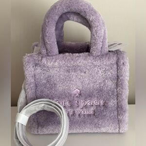 kate spade Lavender violet Plush small Tote with Removable Strap